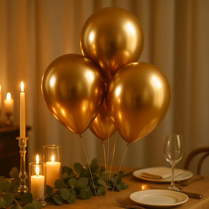 Kalisan - 12" Mirror Gold Latex Balloons (50ct) Party Expo  