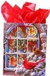 Large Christmas Cardinals Matte Gift Bag (1ct) - Party Expo