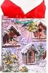 Large Christmas Cardinals Matte Gift Bag (1ct) - Party Expo