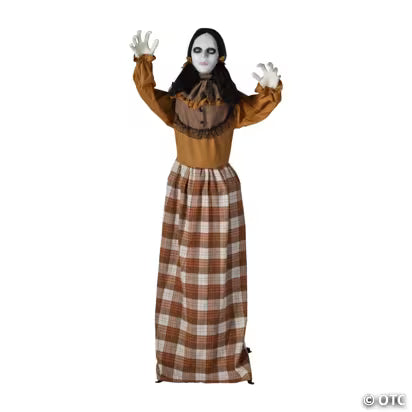 Life-Size Pop-Up Creepy Woman Standing Halloween Decoration - 5 ft Party Expo  