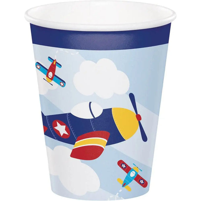 Lil' Flyer Airplane - 9oz Paper Cups (8ct) - Party Expo