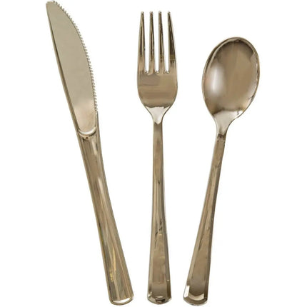 Metallic Gold Plastic Silverware - Party Expo