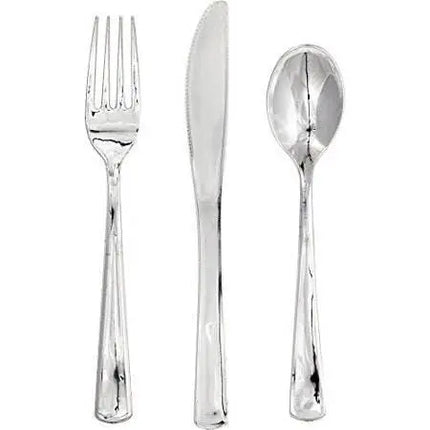 Metallic Silver Cutlery (24ct) - Party Expo