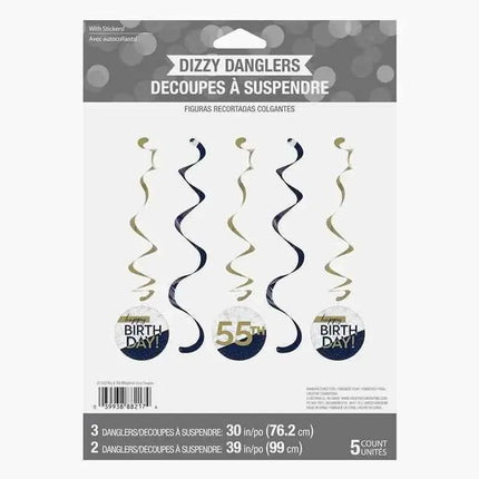 Navy & Gold Milestone Dizzy Danglers with Stickers Party Expo  