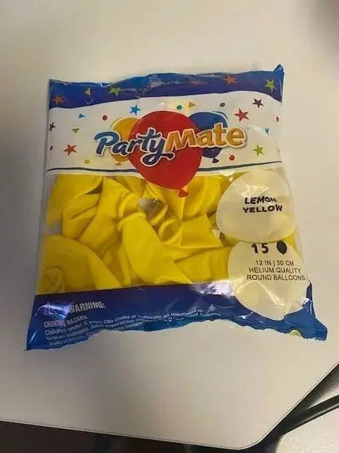 PartyMate - 12" Lemon Yellow Latex Balloons (15ct) Party Expo  