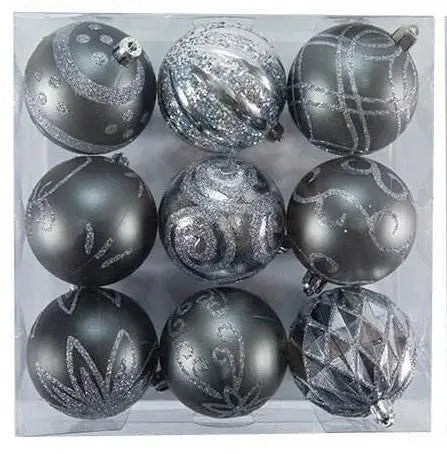 Patterned Boxed Christmas Tree Ornaments (9pcs) - Party Expo