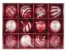 Patterned Christmas Ornament Set in Box (12pcs) - Party Expo
