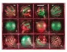 Patterned Christmas Ornament Set in Box (12pcs) - Party Expo