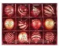 Patterned Christmas Ornament Set in Box (12pcs) - Party Expo