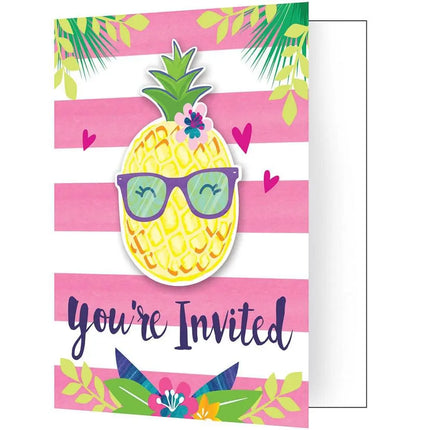 Pineapple N Friends - 'You're Invited' Fold-over Invitations - Party Expo
