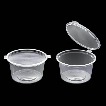 Plastic Portion Cups with Hinged Lid (100ct) - Party Expo