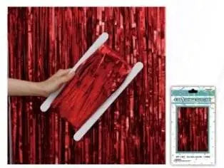 Red Foil Fringe Curtain - 3ft X 8ft - Party Expo