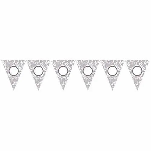 Silver Elegant Scroll Personalized Pennant Banner Kit - Party Expo