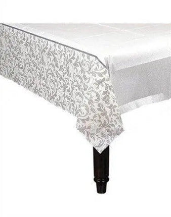 Silver Elegant Scroll Tablecover For Wedding - Party Expo