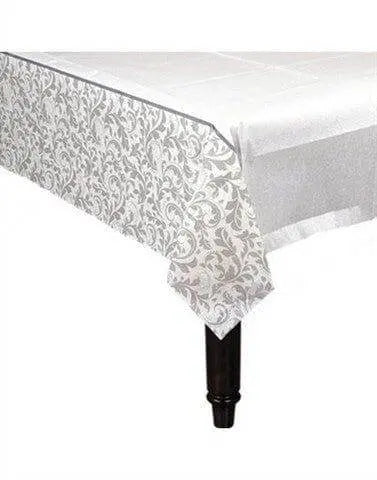Silver Elegant Scroll Tablecover For Wedding - Party Expo