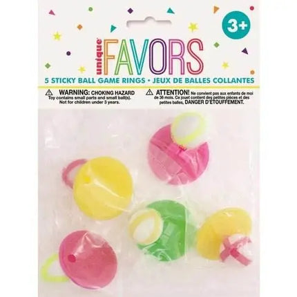 Sticky Ball Game Rings (5ct) - Party Expo