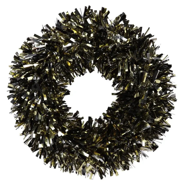 Tinsel Wreath, Black and Gold, 20" Party Expo  