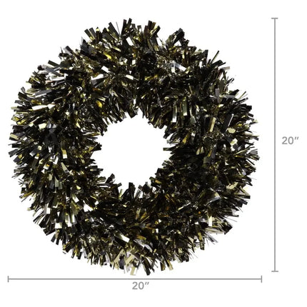 Tinsel Wreath, Black and Gold, 20" Party Expo  