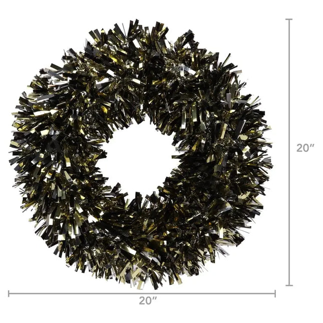 Tinsel Wreath, Black and Gold, 20" Party Expo  