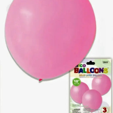 Trico 18" Pink Latex Balloons - 3 count Party Expo  