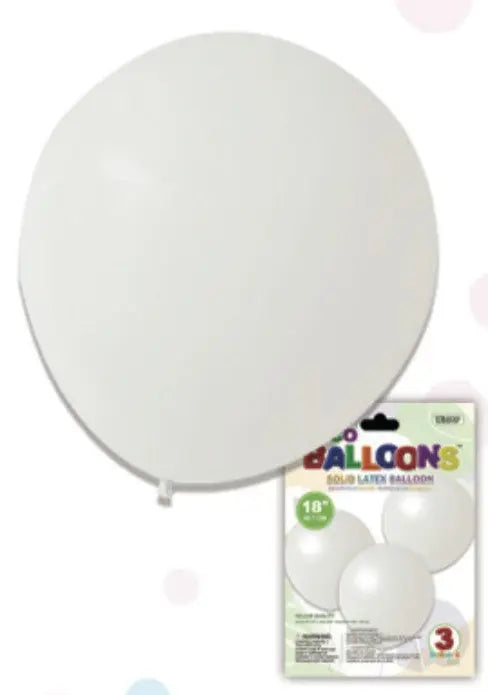 Trico 18" White Latex Balloons - 3 count Party Expo  
