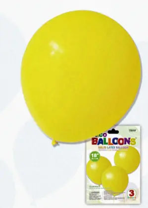 Trico - 18" Yellow Latex Balloons (3ct) Party Expo  