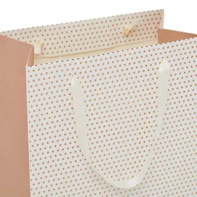 White & Rose Gold Metallic Dots Euro Tote Giftbag - Party Expo