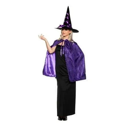 Witch Cape & Hat Set- Purple (One Size) - Party Expo