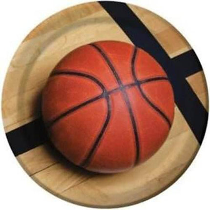 Basketball - 9" Dinner Plates (8ct) - SKU:427964 - UPC:039938123895 - Party Expo