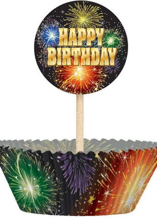 Birthday Burst Cupcake Kit (24ct) - SKU:45443 - UPC:011179454433 - Party Expo