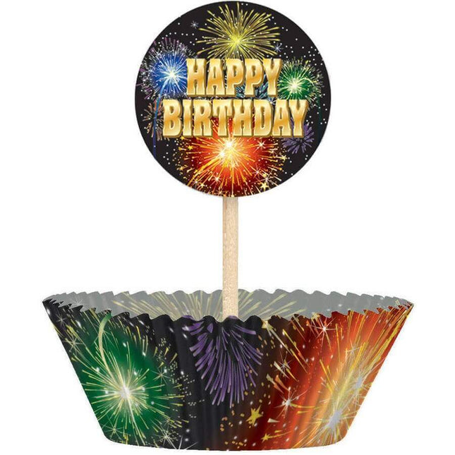 Birthday Burst Cupcake Kit (24ct) - SKU:45443 - UPC:011179454433 - Party Expo