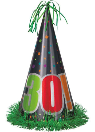 Birthday Cheer - 13" Happy 30th Birthday Party Hat - SKU:45973 - UPC:011179459735 - Party Expo