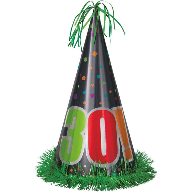 Birthday Cheer - 13" Happy 30th Birthday Party Hat - SKU:45973 - UPC:011179459735 - Party Expo
