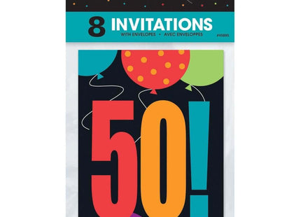 Birthday Cheer - 50th Birthday Invitations (8ct) - SKU:45895 - UPC:011179458950 - Party Expo