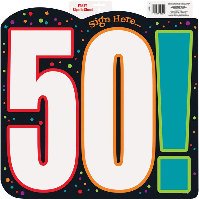 Birthday Cheer - 50th Birthday Sign-in Cutout - SKU:45855 - UPC:011179458554 - Party Expo
