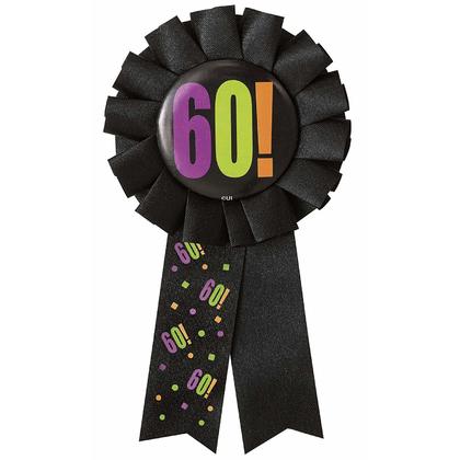 Birthday Cheer - 60th Birthday Award Ribbon - SKU:45885 - UPC:011179458851 - Party Expo