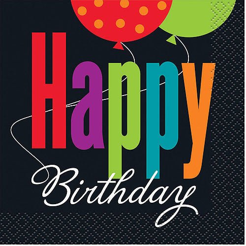 Birthday Cheer - Beverage Napkins (16ct) - SKU:45781 - UPC:011179457816 - Party Expo