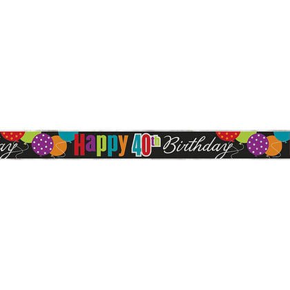 Birthday Cheer - Happy 40th Birthday Banner - SKU:45834 - UPC:011179458349 - Party Expo