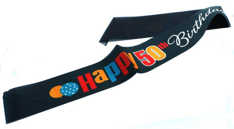 Birthday Cheer - Satin 50th Birthday Sash - SKU:45872 - UPC:011179458721 - Party Expo