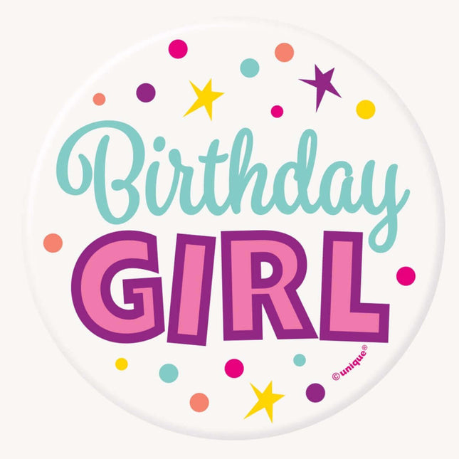 Birthday Girl Button (1ct) - SKU:93406 - UPC:011179934065 - Party Expo