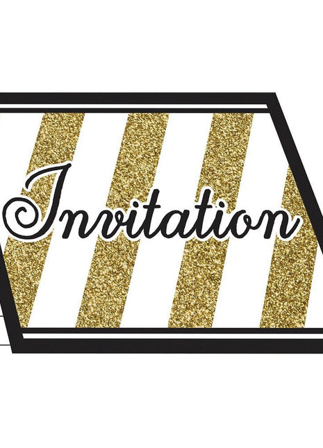 Black & Gold Invitations - SKU:318097 - UPC:039938340476 - Party Expo