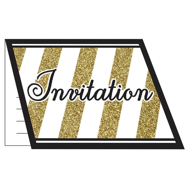 Black & Gold Invitations - SKU:318097 - UPC:039938340476 - Party Expo