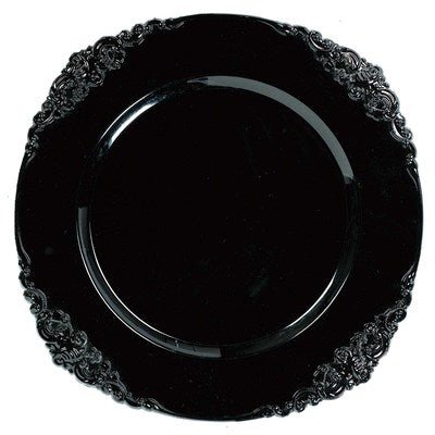 Black Plastic Motif Charger - SKU:431506 - UPC:048419960416 - Party Expo