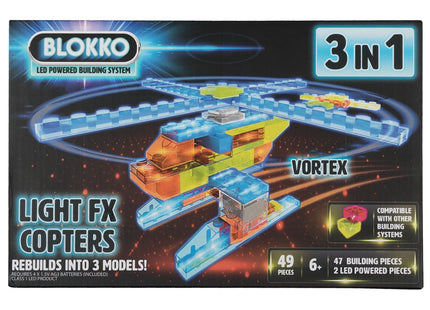 Blokko 3-in-1 Light-up Helicopters Building Kit - SKU:150215/DOM - UPC:817284027841 - Party Expo