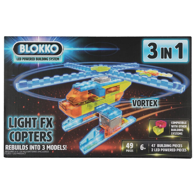 Blokko 3-in-1 Light-up Helicopters Building Kit - SKU:150215/DOM - UPC:817284027841 - Party Expo