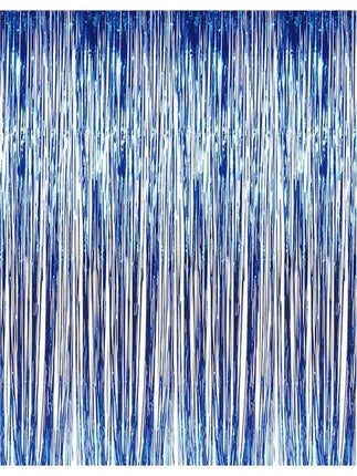 Foil Fringe Curtain (3ft X 8ft) - Blue - Party Expo
