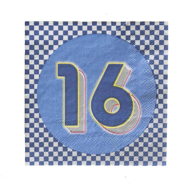 Boy's 16th Birthday - Beverage Napkins (16ct) - SKU:40104 - UPC:654082401042 - Party Expo