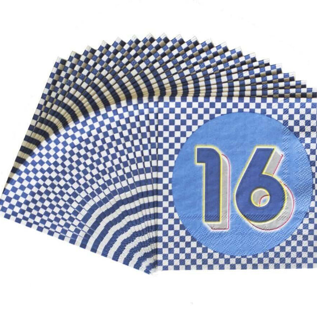 Boy's 16th Birthday - Beverage Napkins (16ct) - SKU:40104 - UPC:654082401042 - Party Expo