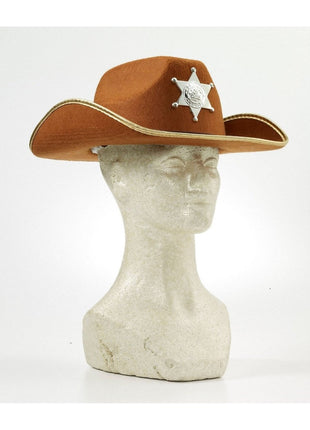 Brown Felt Kids Sheriff Hat with Badge - SKU:72310 - UPC:721773723100 - Party Expo