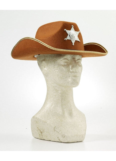 Brown Felt Kids Sheriff Hat with Badge - SKU:72310 - UPC:721773723100 - Party Expo